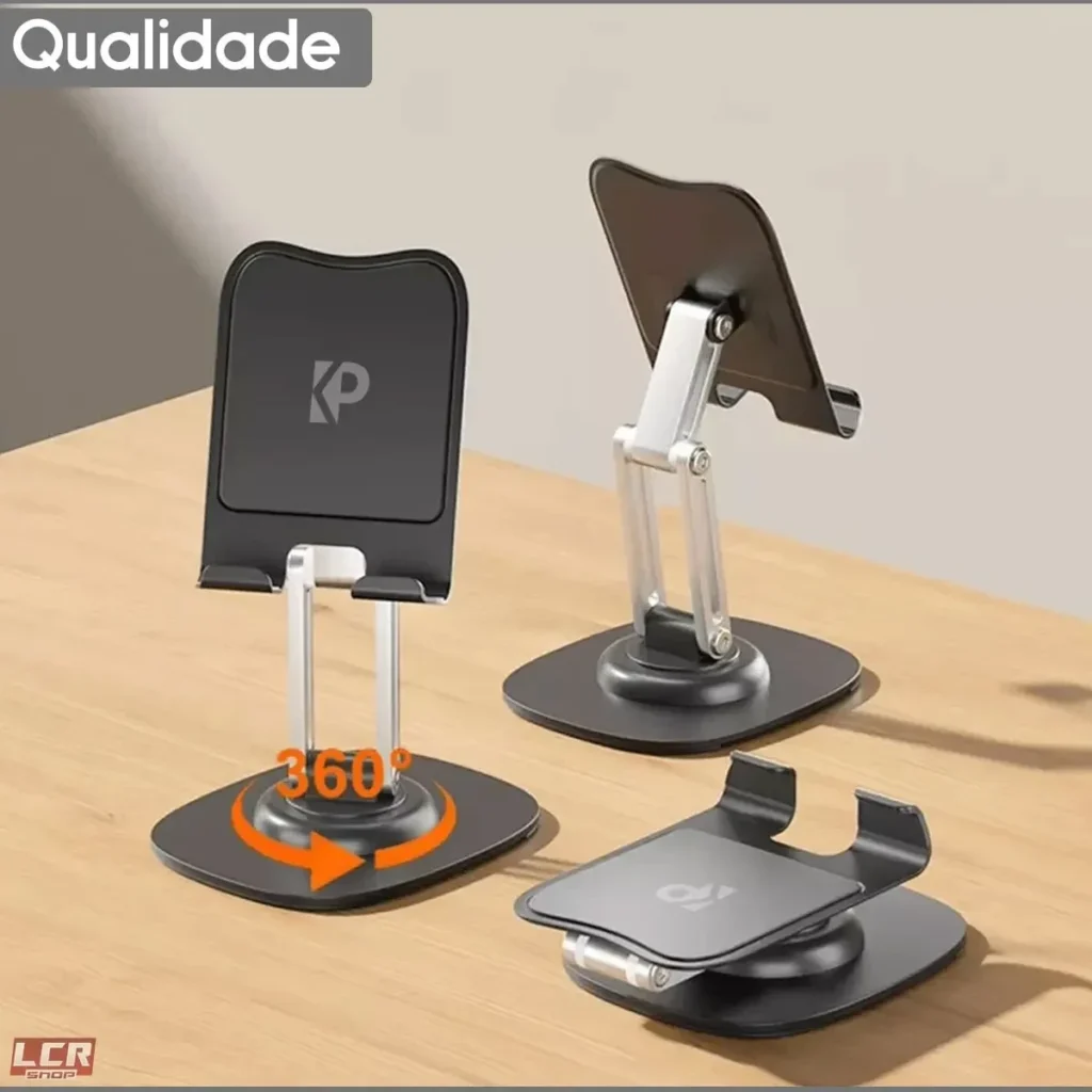 Suporte Tablet Celular Universal Alumínio 360 Ajustável Mesa